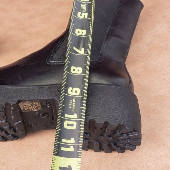 Chelsea Crew Wmn Shadow Black Leather festival Platform Boots 7.5US EUR38 - Picture 6 of 8